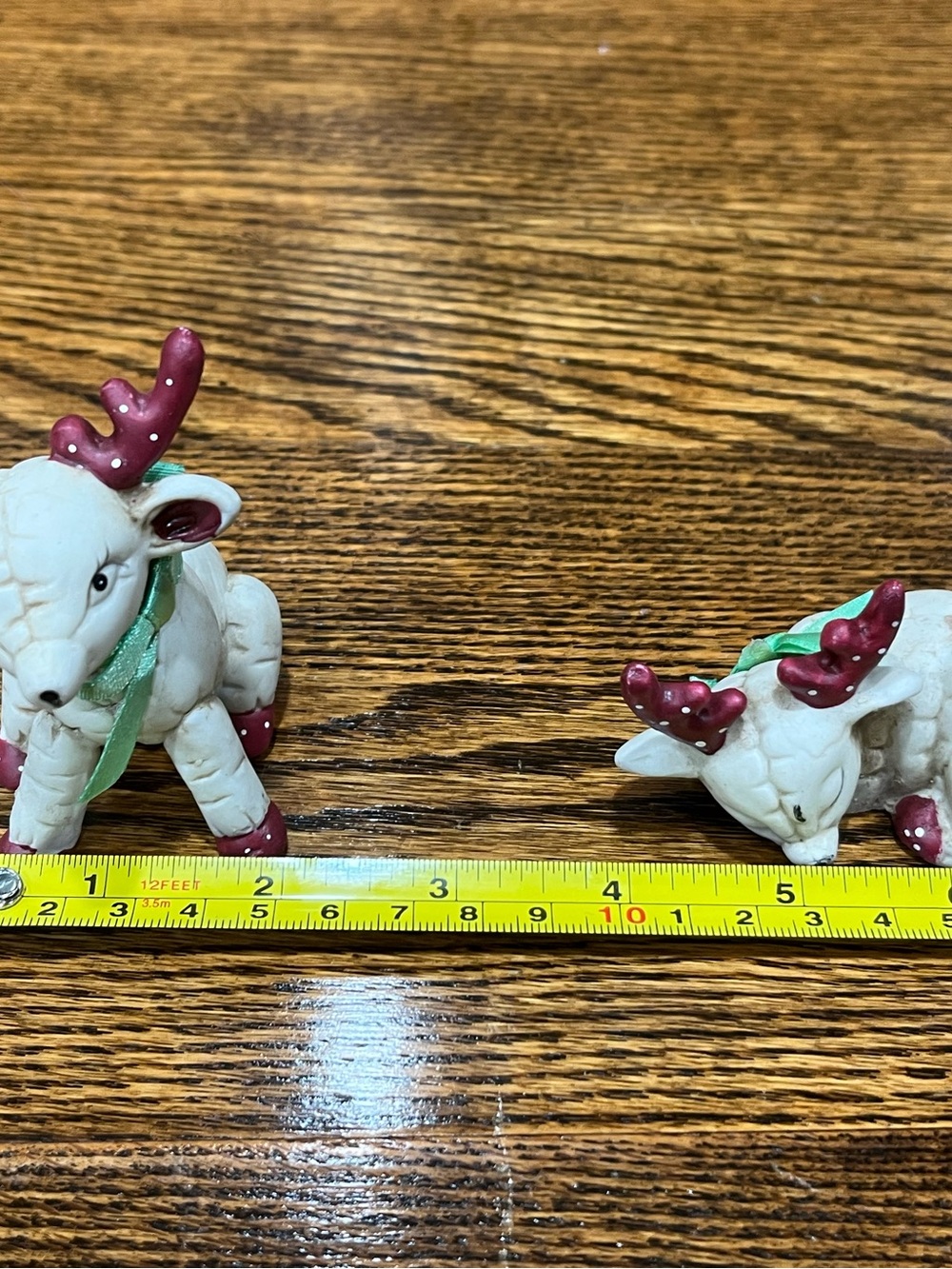 Vintage Miniature Ceramic Reindeer Deer Figurine Set of 2 Kitschy Whimsical - Picture 7 of 7